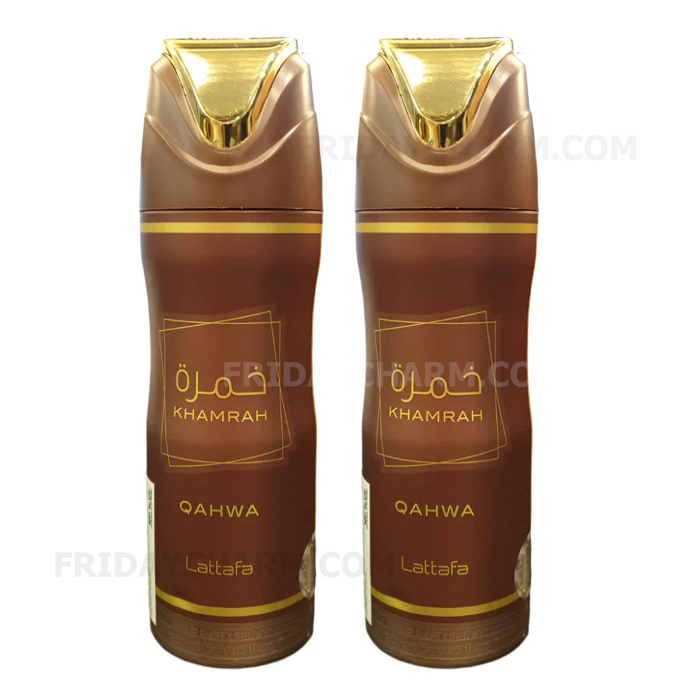 Lattafa Khamrah Qahwa Deodorant Spray Pack of 2x200ml