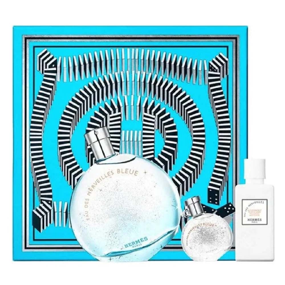 Hermes Eau Des Merveilles Bleue Eau De Toilette Gift Set For Women