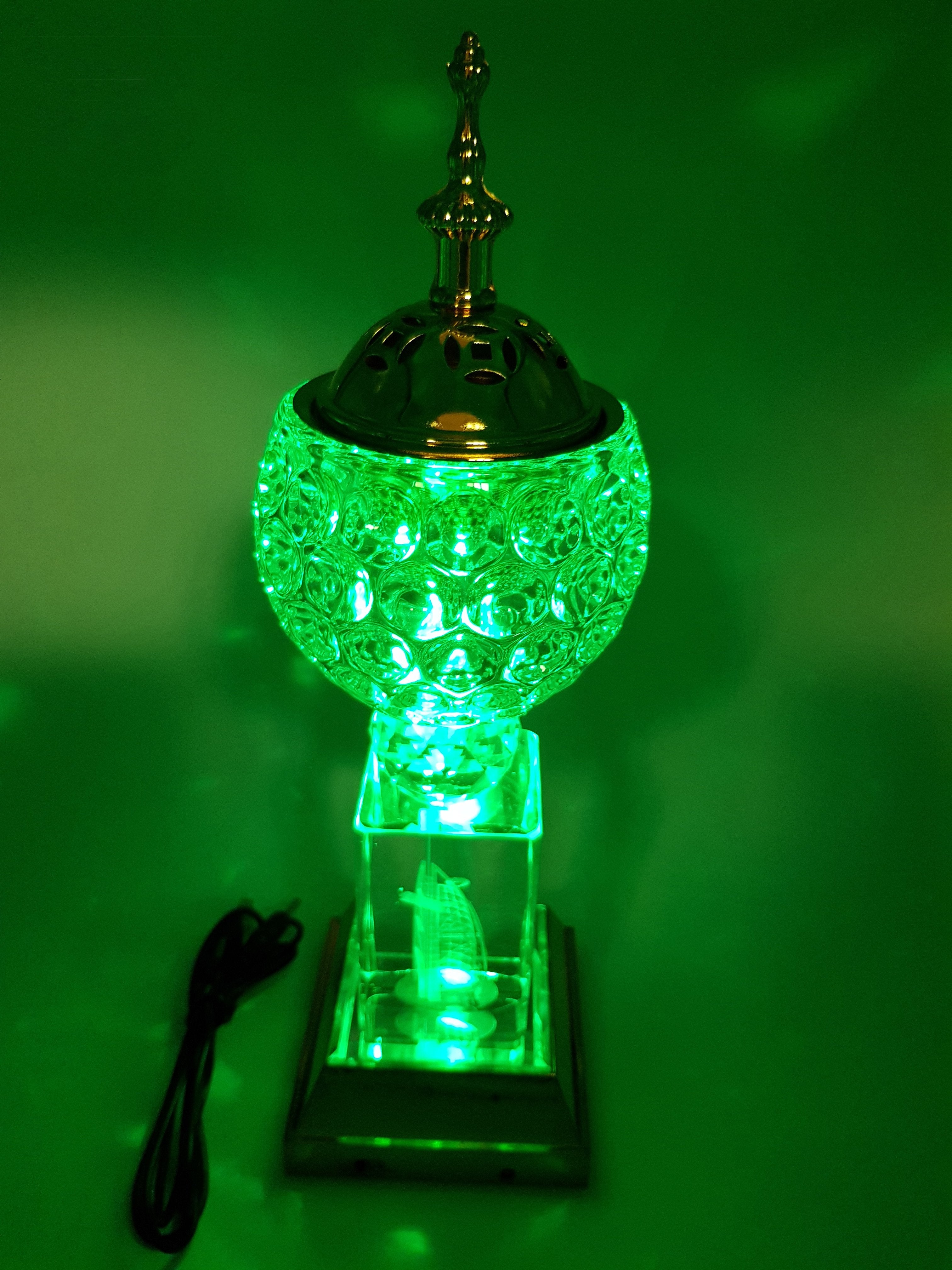 Crystal Bakhoor Burner with Rechargeble LED Lights, 50g Fragrance Paste & 10 Coal Coins