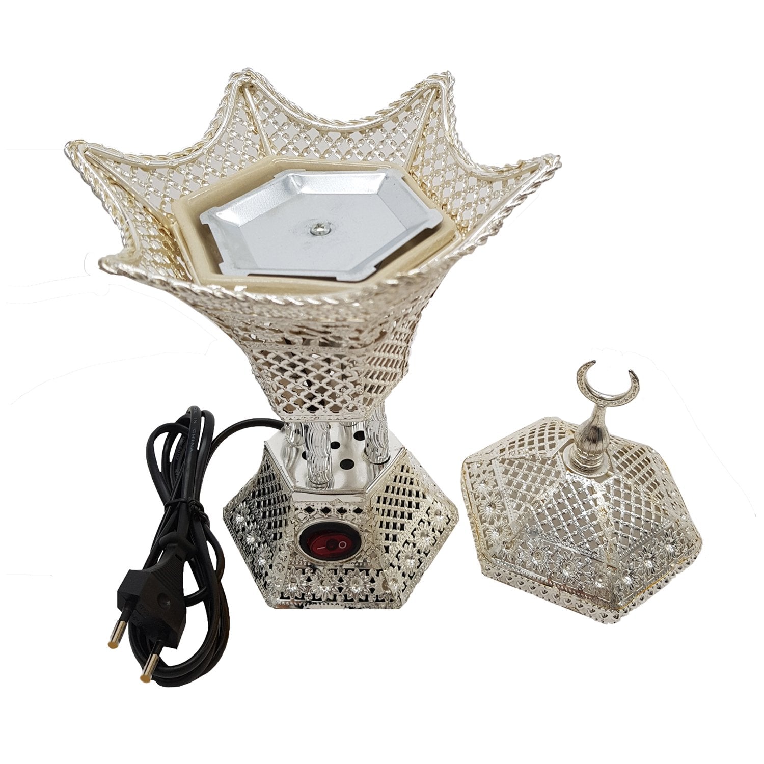 Electrical Bakhoor Burner & 50g Fragrance Paste - Silver