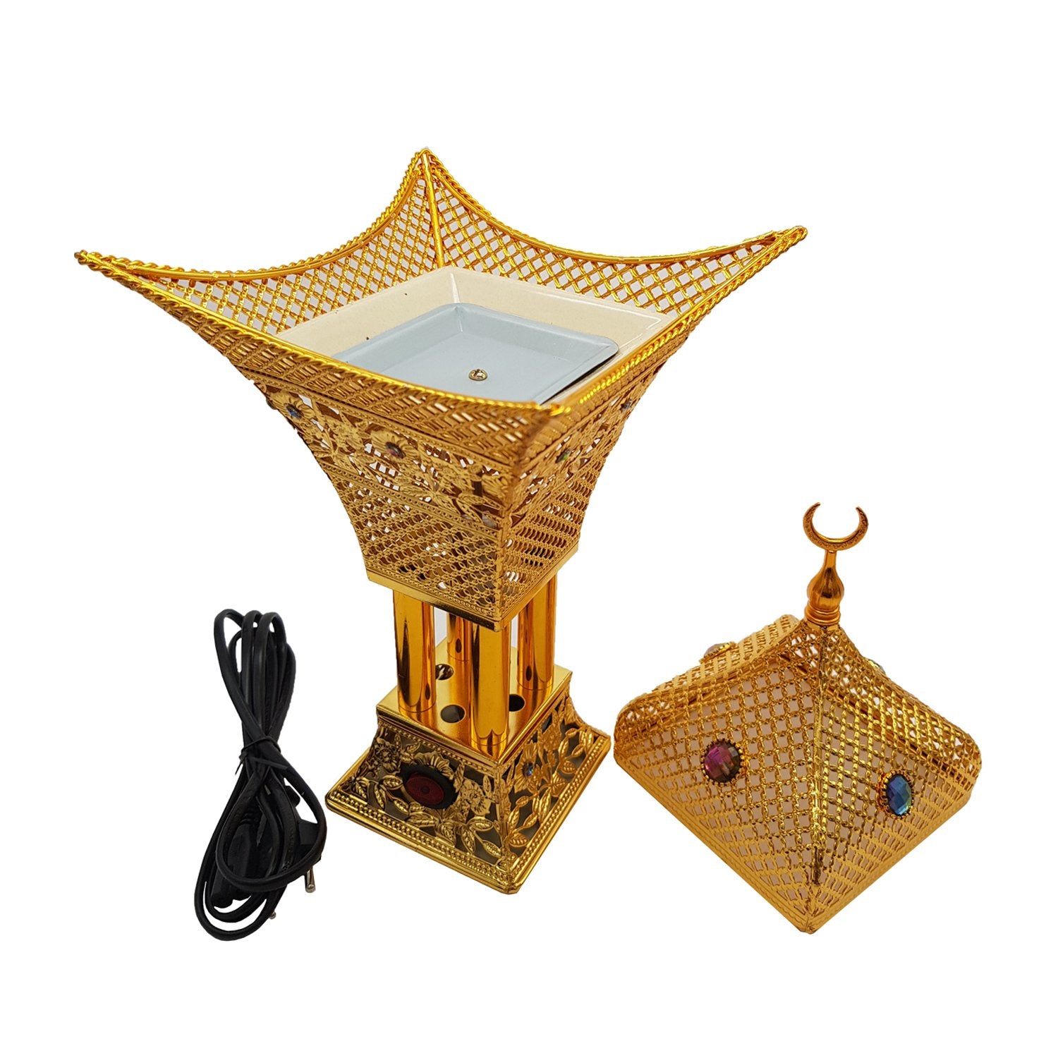 Electrical Bakhoor Burner & 50g Fragrance Paste - Golden