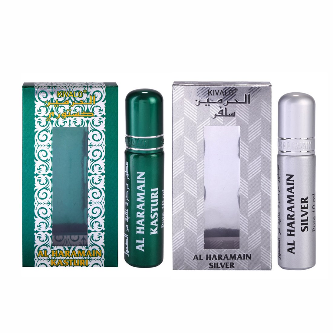 Al Haramain Kasturi & Silver Fragrance Pure Original Roll On Attar Combo Pack of 2 x 10 ml