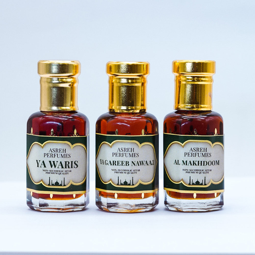 Ya Waris ,Ya Gareeb Nawaaz & Al Makhdoom 12ml each, pack of 3 - Asreh Premium Quality Attar