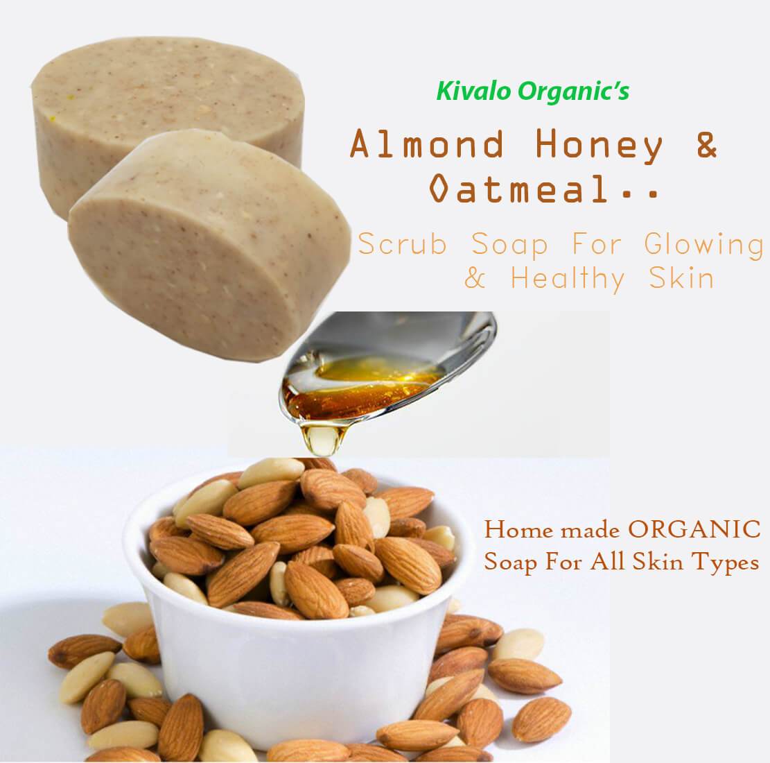 Organic Soap Almond, Honey & Oatmeal Scrub Bath Soap