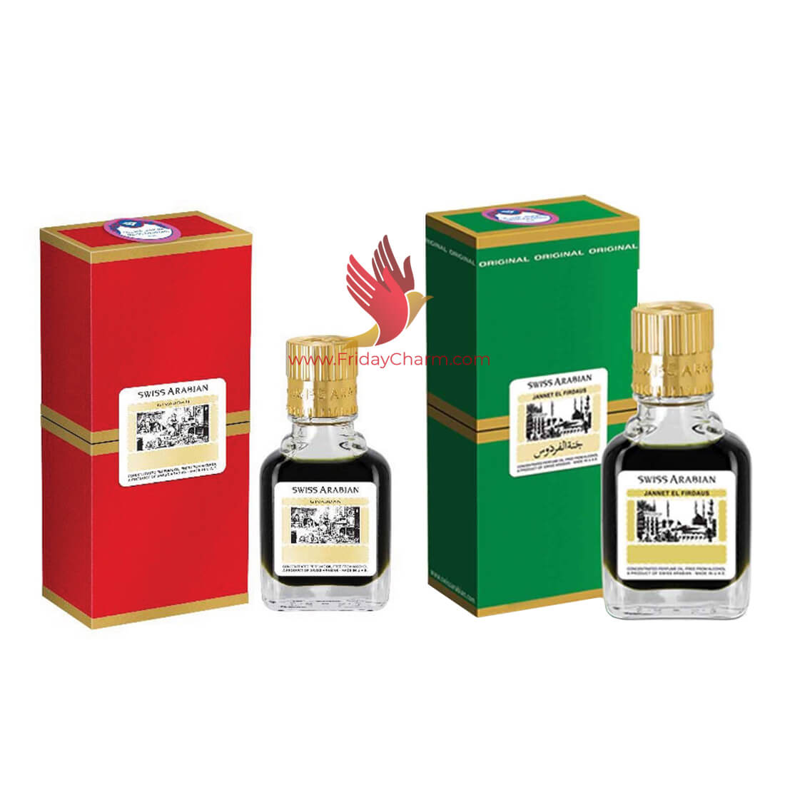 Swiss Arabian Jannat ul Firdaus 9ml Attar Red & Green Pack of 2