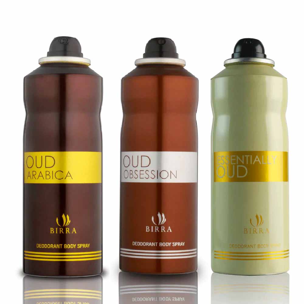 Birra Oud Arabica, Oud Obsession, Essentially Oud, Pack of 3 Deodorant
