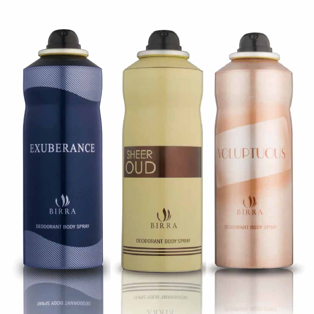 Birra Exuberance, Sheer Oud, Voluptuous Deodorant Pack of 3 200ml Each