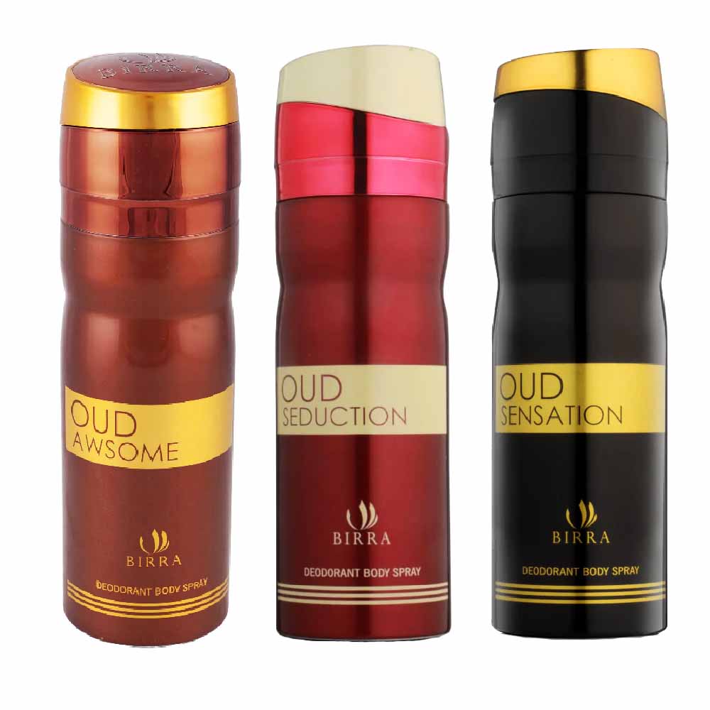 Birra Oud Awsome, Oud Seduction, Oud Sensation Deodorant Pack of 3 200ml Each