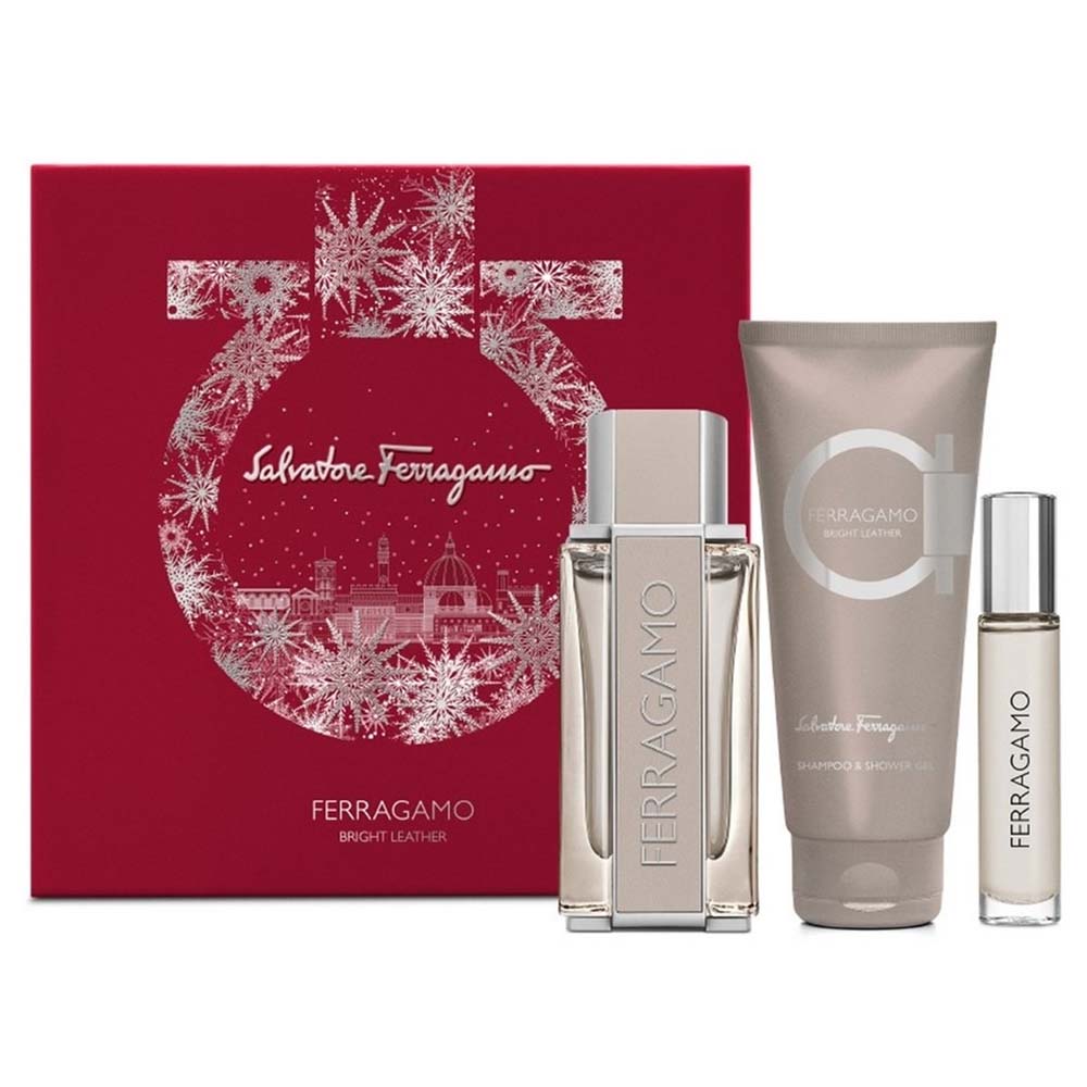 Salvatore Ferragamo Bright Leather Eau De Toilette Gift Set For Men