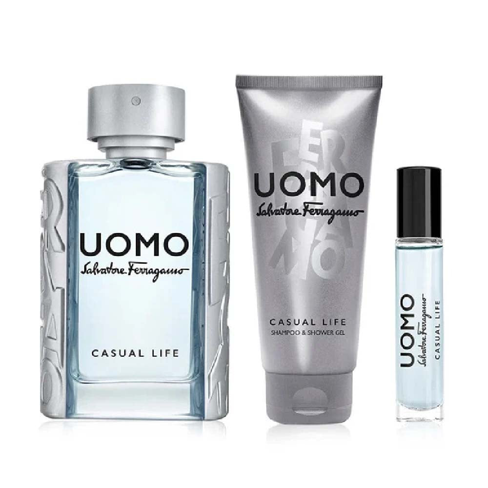 Salvatore Ferragamo Uomo Casual Life  Eau De Toilette Gift Set For Men