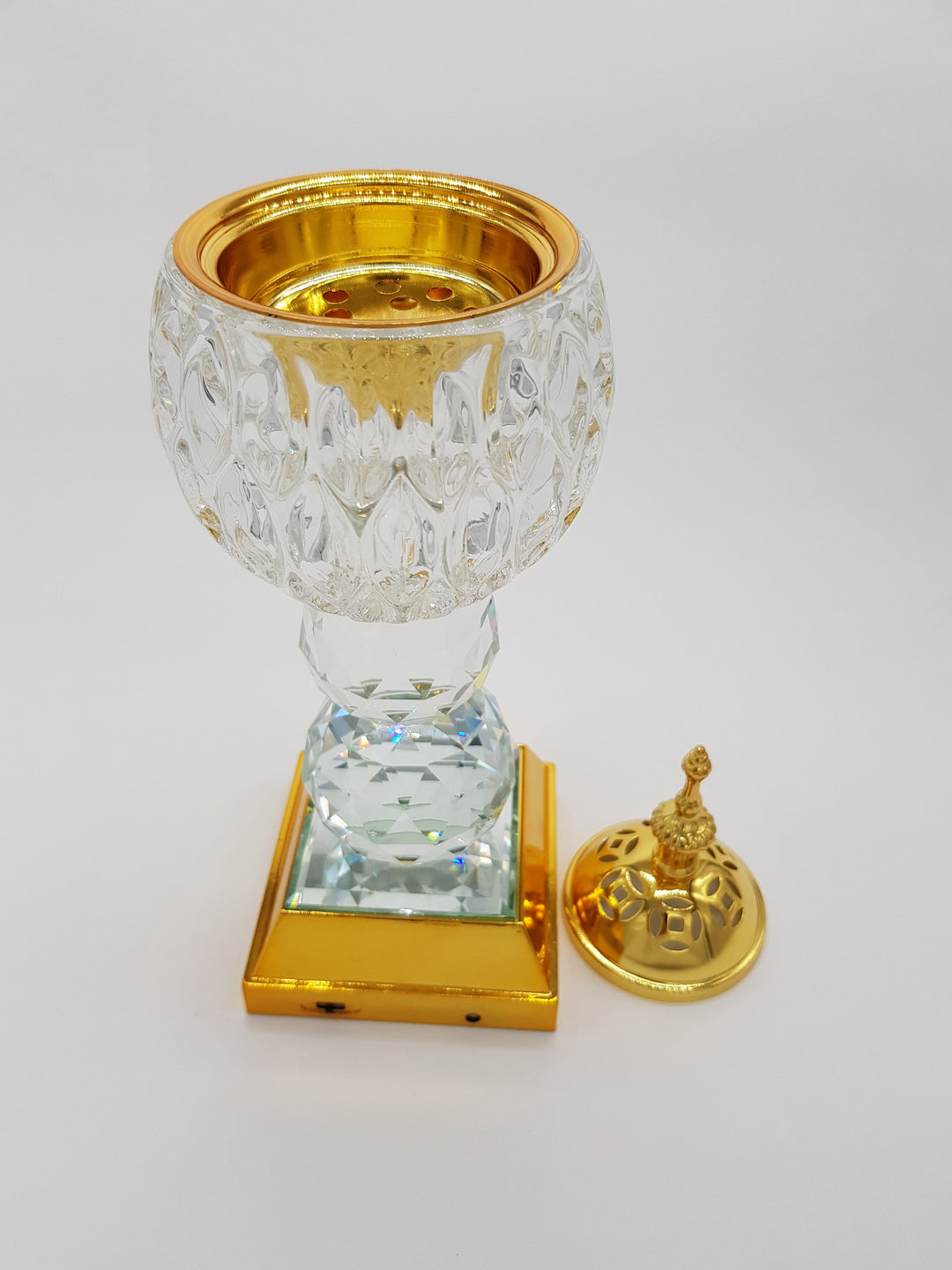 Crystal Bakhoor Burner with Rechargeble LED Lights &amp; 50g Fragrance Paste &amp; 10 Coal Coins
