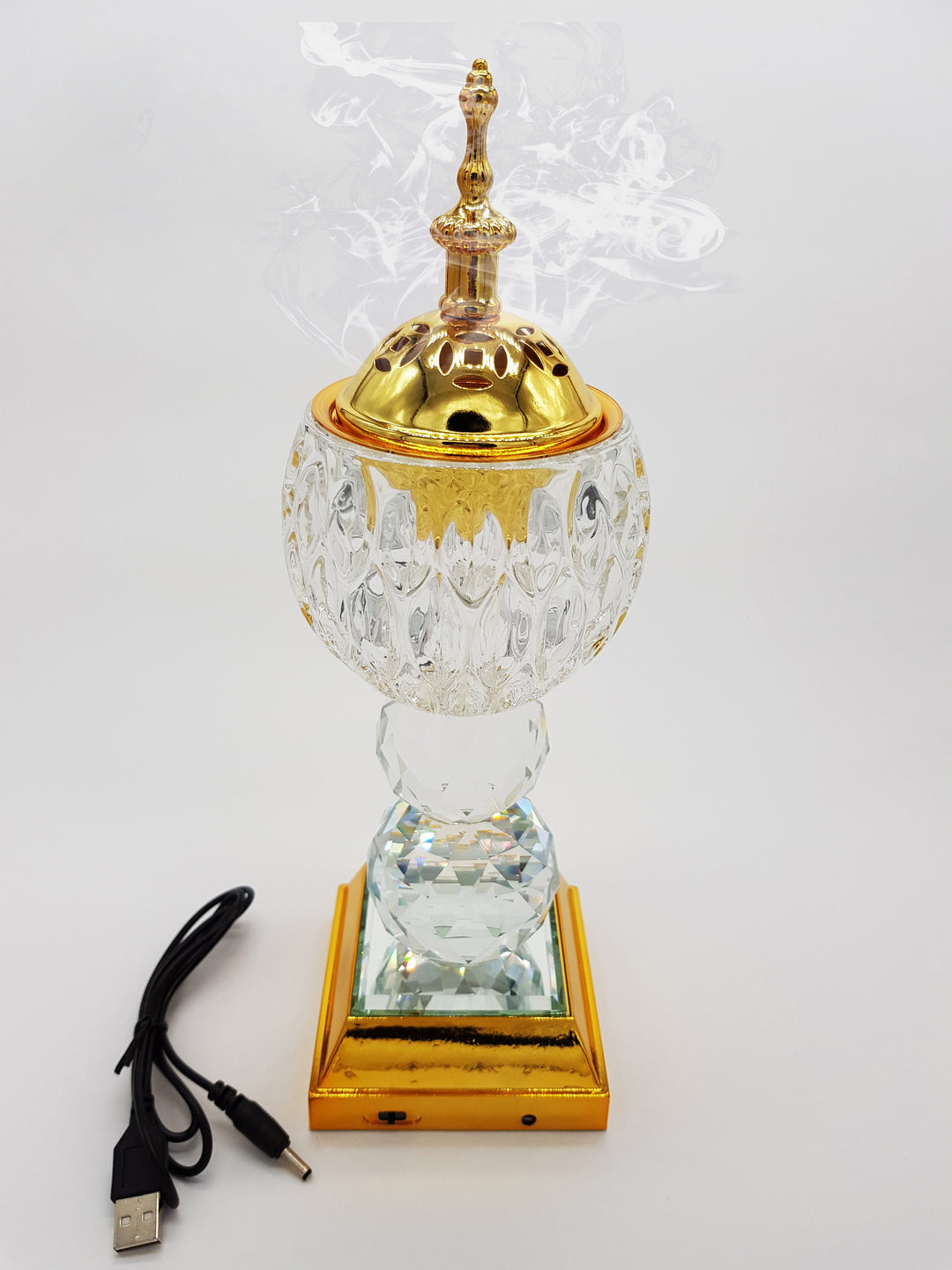Crystal Bakhoor Burner with Rechargeble LED Lights &amp; 50g Fragrance Paste &amp; 10 Coal Coins