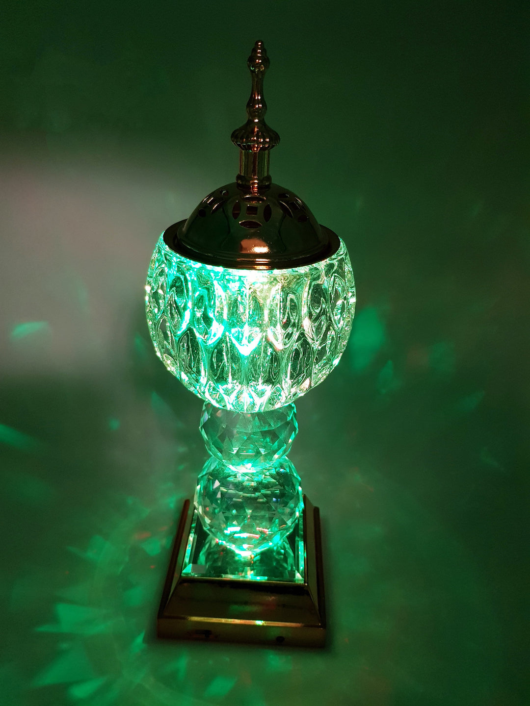 Crystal Bakhoor Burner with Rechargeble LED Lights &amp; 50g Fragrance Paste &amp; 10 Coal Coins