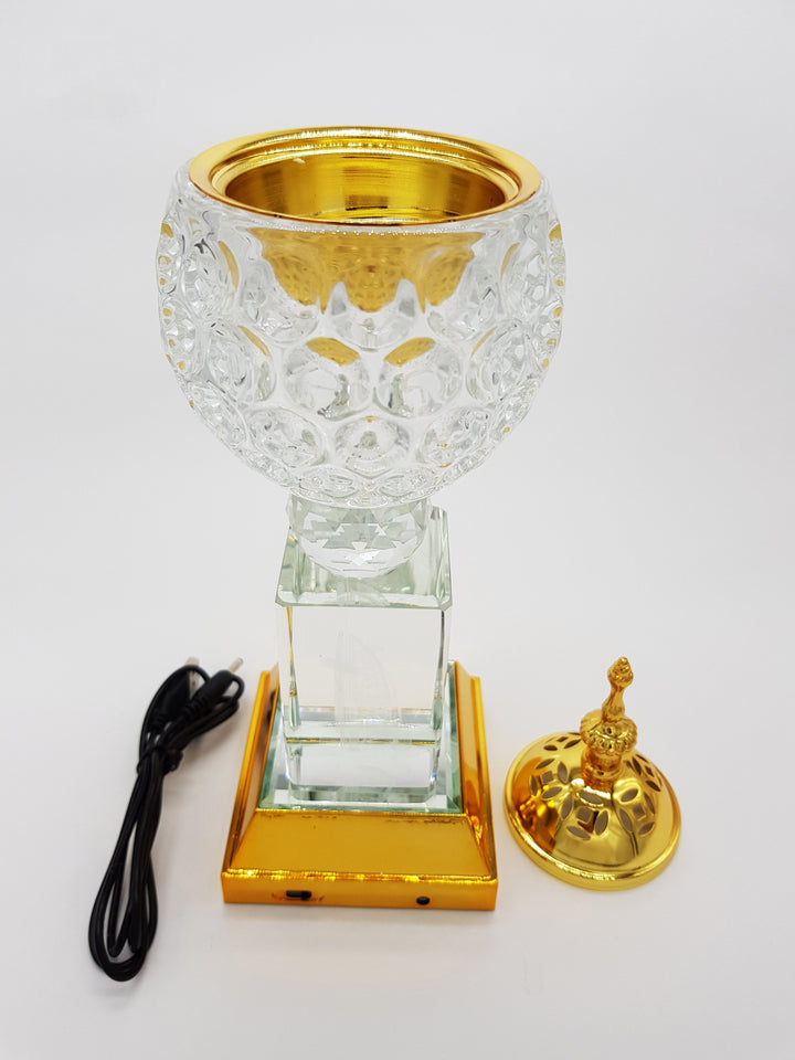 Crystal Bakhoor Burner with Rechargeble LED Lights, 50g Fragrance Paste &amp; 10 Coal Coins