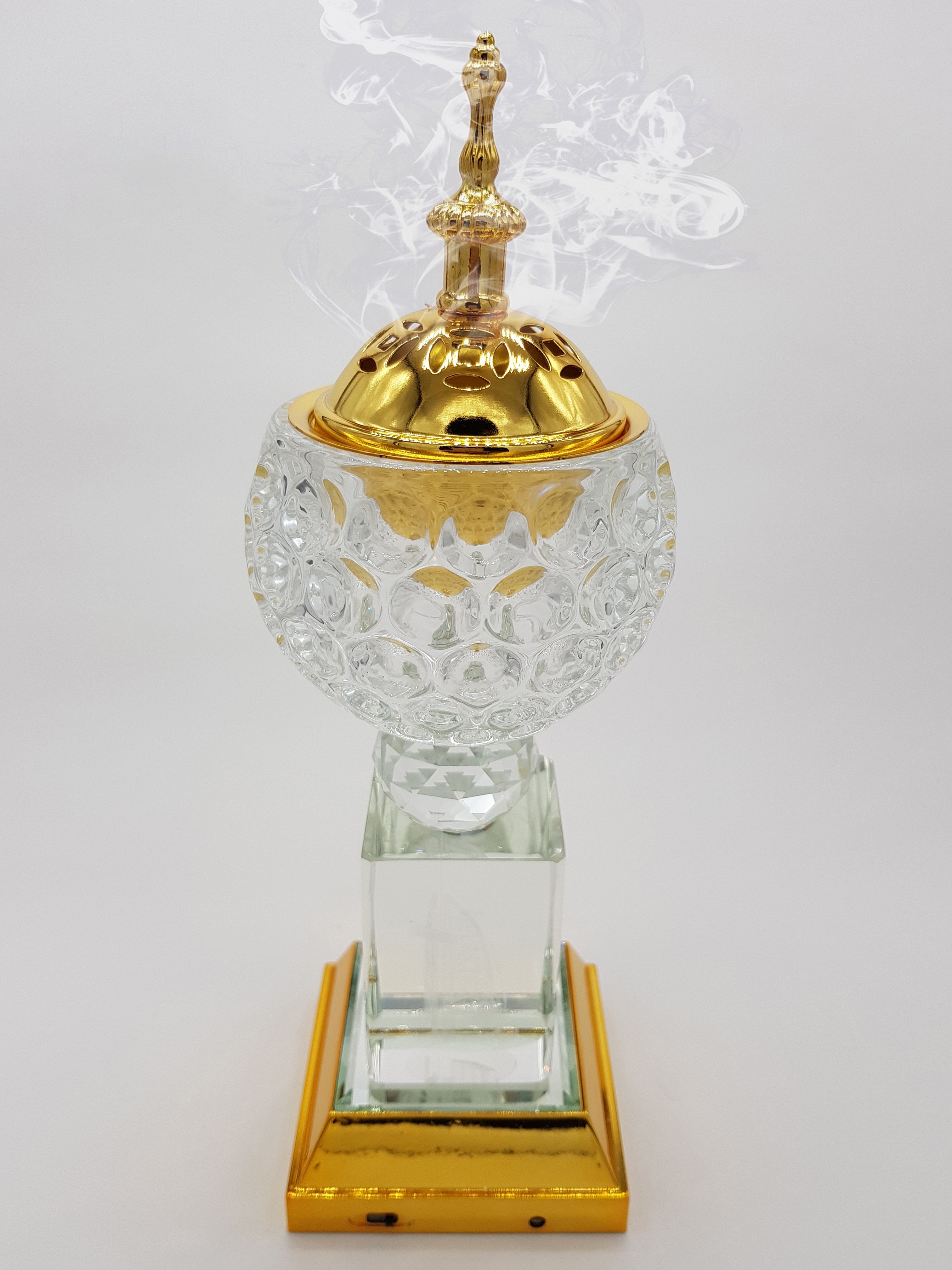 Crystal Bakhoor Burner with Rechargeble LED Lights, 50g Fragrance Paste & 10 Coal Coins