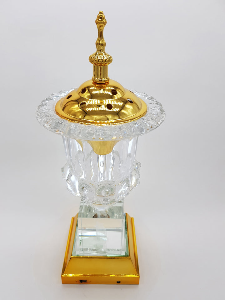 Crystal Bakhoor Burner with Rechargeble LED Lights, 50g Fragrance Paste &amp; 10 Coal Coins