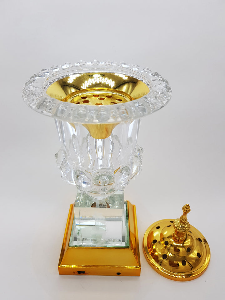 Crystal Bakhoor Burner with Rechargeble LED Lights, 50g Fragrance Paste &amp; 10 Coal Coins