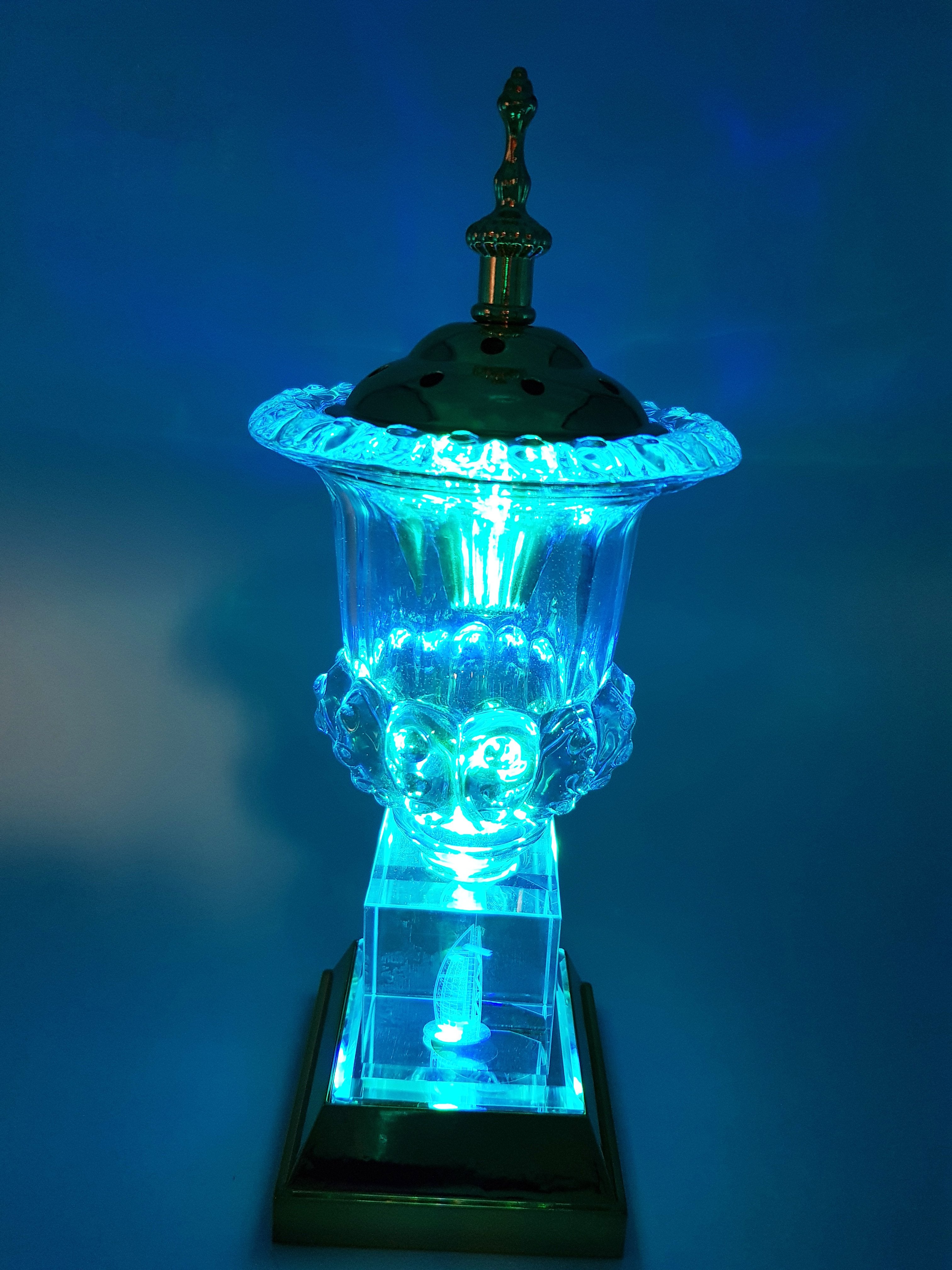 Crystal Bakhoor Burner with Rechargeble LED Lights, 50g Fragrance Paste & 10 Coal Coins