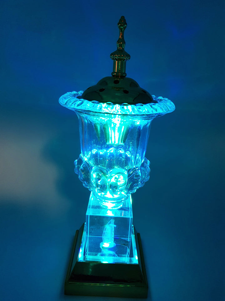 Crystal Bakhoor Burner with Rechargeble LED Lights, 50g Fragrance Paste &amp; 10 Coal Coins