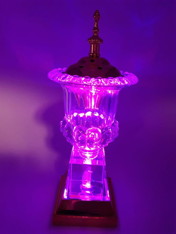 Crystal Bakhoor Burner with Rechargeble LED Lights, 50g Fragrance Paste &amp; 10 Coal Coins