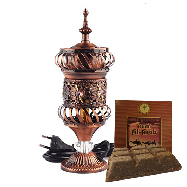 Electrical Bakhoor Burner &amp; 50g Fragrance Paste Iron Incense Holder - Bronze (Oud/BAKHOOR/LOBAAN)