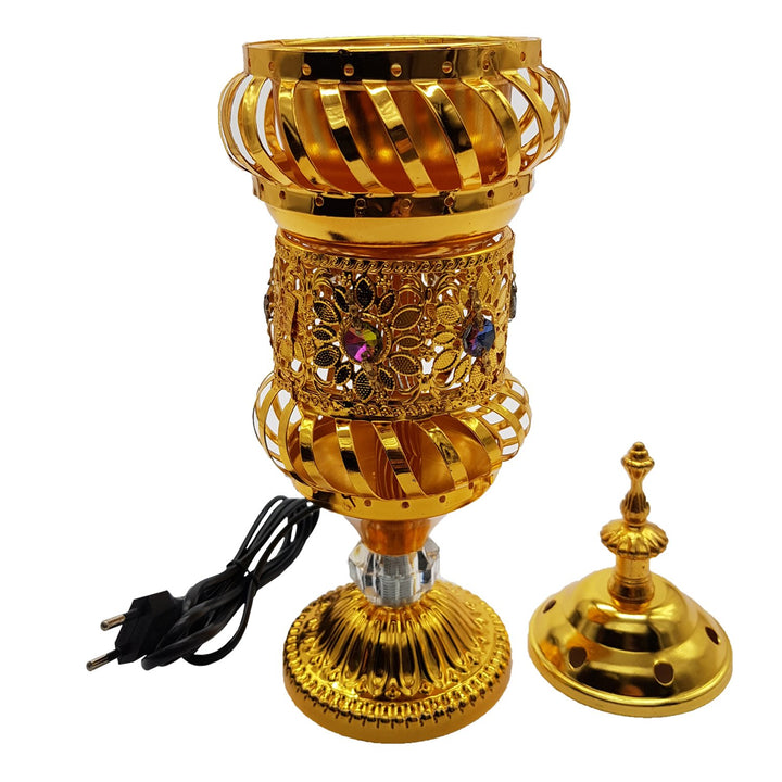 Electrical Bakhoor Burner &amp; 50g Fragrance Paste Iron Incense Holder - Golden (Oud/BAKHOOR/LOBAAN)