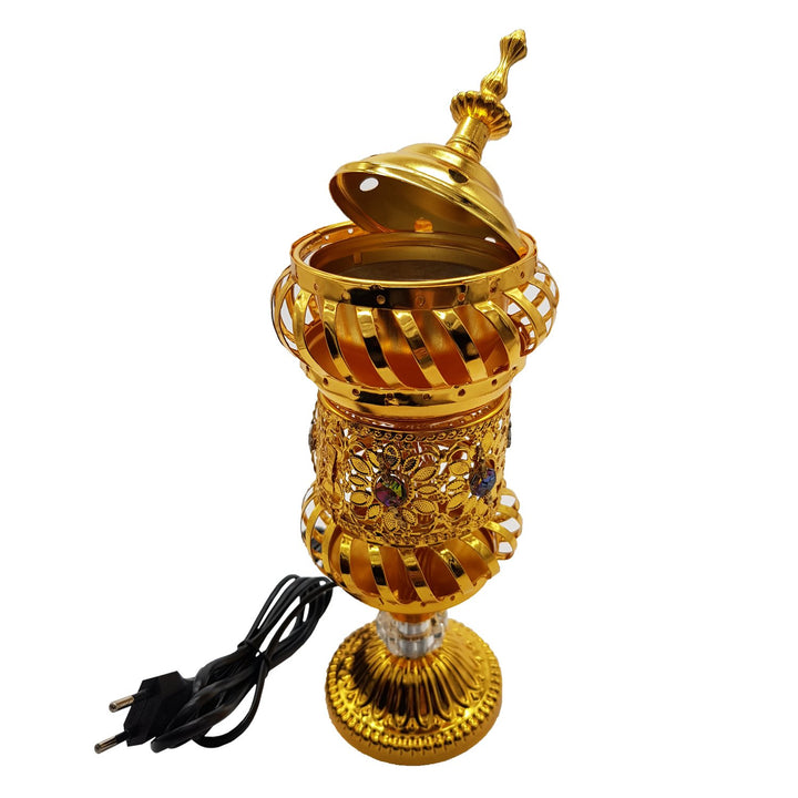 Electrical Bakhoor Burner &amp; 50g Fragrance Paste Iron Incense Holder - Golden (Oud/BAKHOOR/LOBAAN)