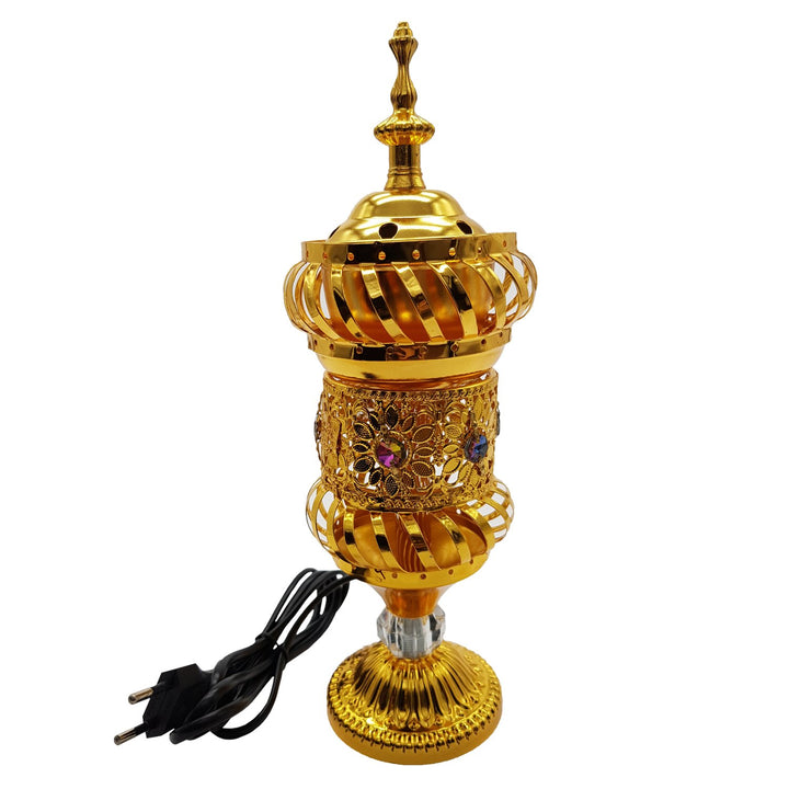 Electrical Bakhoor Burner &amp; 50g Fragrance Paste Iron Incense Holder - Golden (Oud/BAKHOOR/LOBAAN)