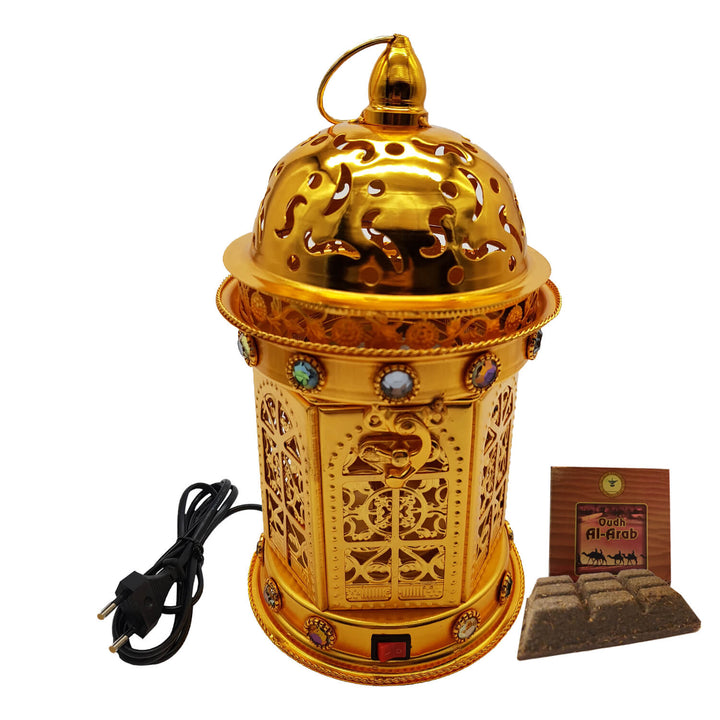 Electrical Bakhoor Burner &amp; 50g Fragrance Paste - Golden