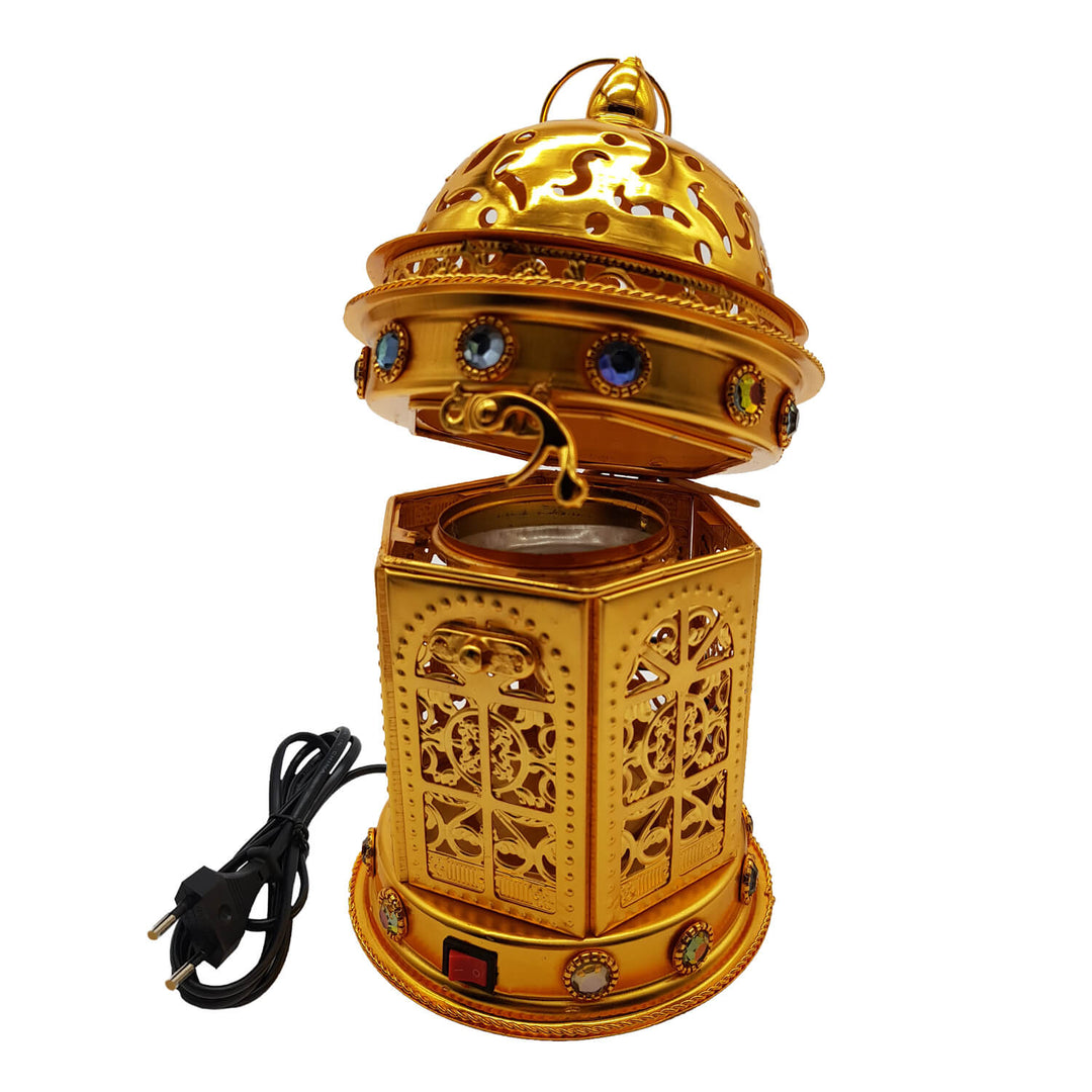 Electrical Bakhoor Burner &amp; 50g Fragrance Paste - Golden
