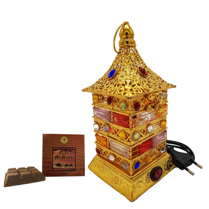 Electrical Bakhoor Burner &amp; 50g Fragrance Paste - Golden