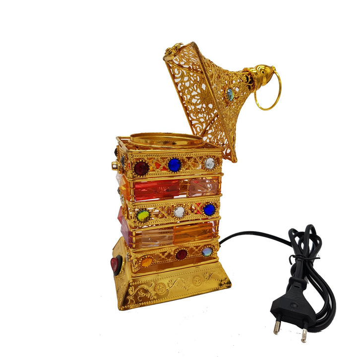 Electrical Bakhoor Burner &amp; 50g Fragrance Paste - Golden
