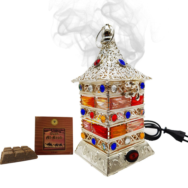 Electrical Bakhoor Burner &amp; 50g Fragrance Paste - Silver