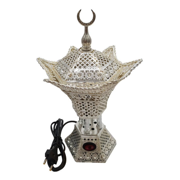 Electrical Bakhoor Burner &amp; 50g Fragrance Paste - Silver