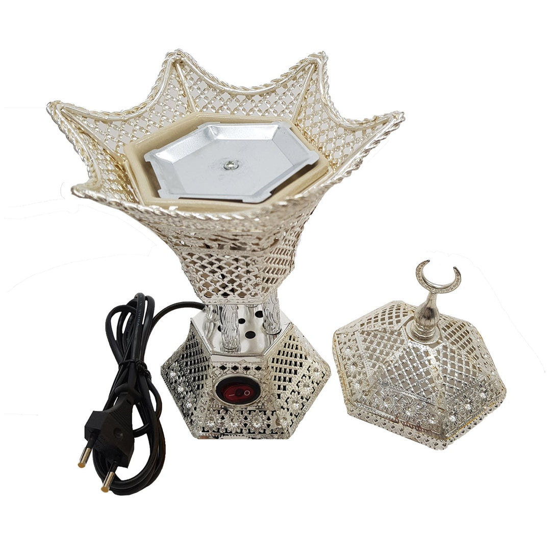 Electrical Bakhoor Burner &amp; 50g Fragrance Paste - Silver