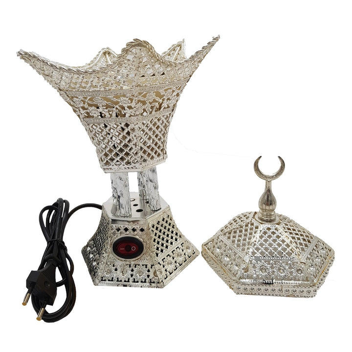 Electrical Bakhoor Burner &amp; 50g Fragrance Paste - Silver
