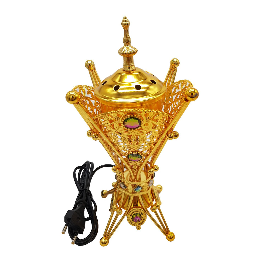 Electrical Bakhoor Burner &amp; 50g Fragrance Paste - Golden