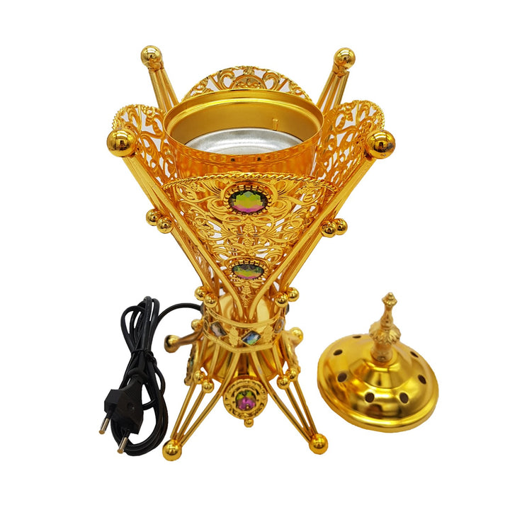 Electrical Bakhoor Burner &amp; 50g Fragrance Paste - Golden
