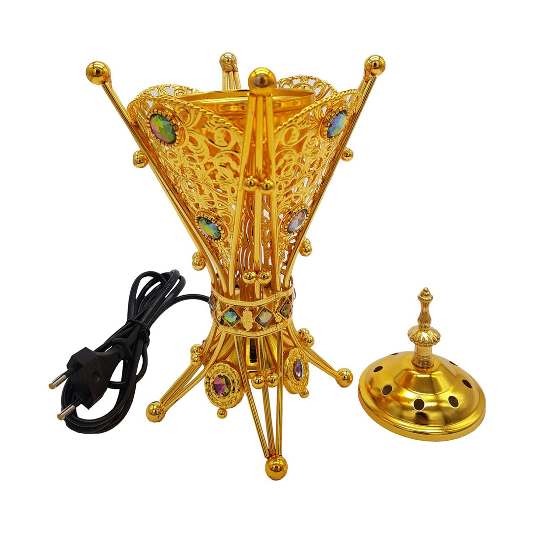Electrical Bakhoor Burner &amp; 50g Fragrance Paste - Golden