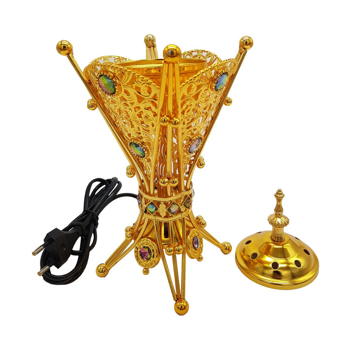 Electrical Bakhoor Burner &amp; 50g Fragrance Paste - Golden