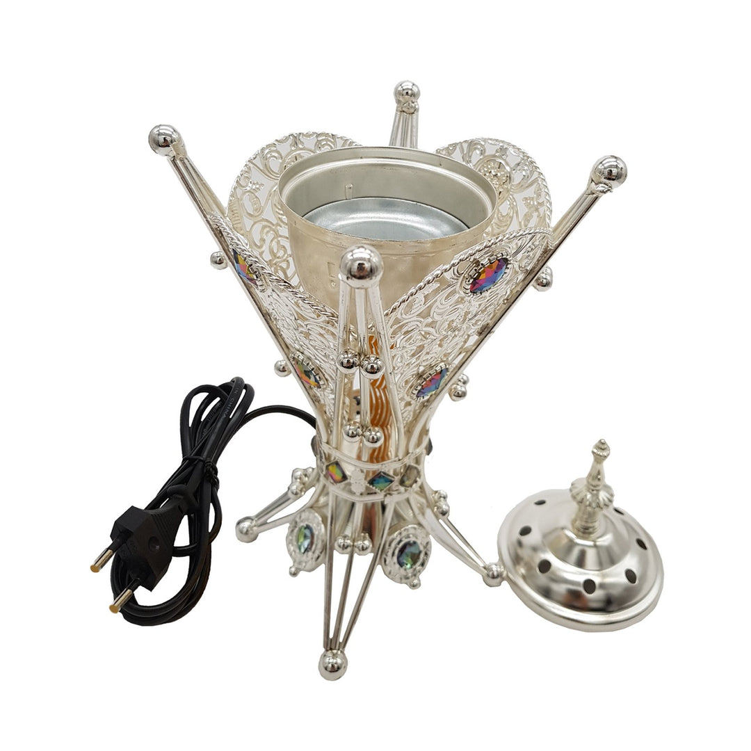 Electrical Bakhoor Burner &amp; 50g Fragrance Paste - Silver