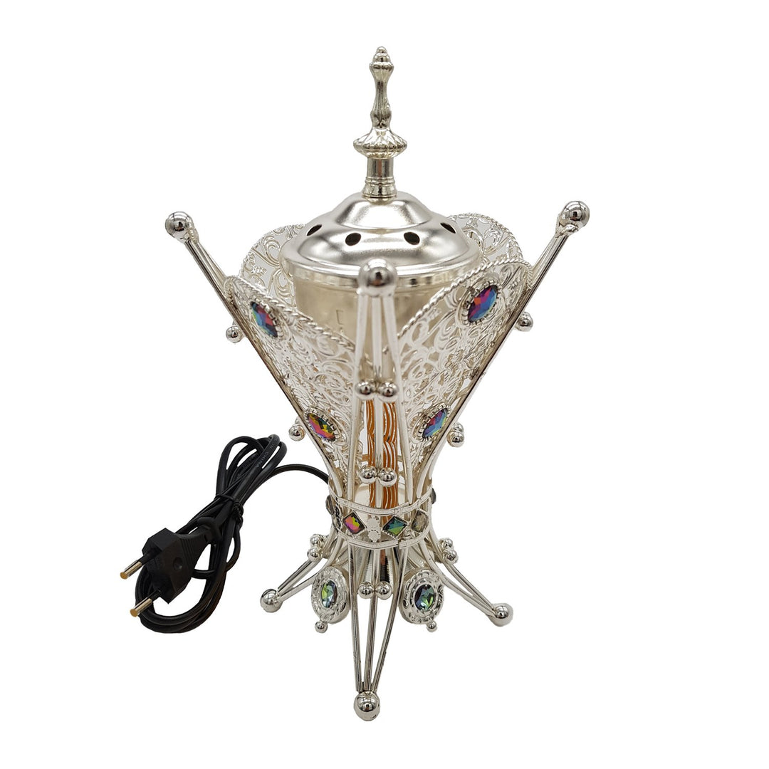 Electrical Bakhoor Burner &amp; 50g Fragrance Paste - Silver