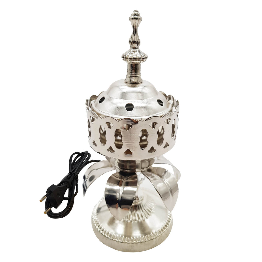 Electrical Bakhoor Burner &amp; 50g Fragrance Paste - Silver