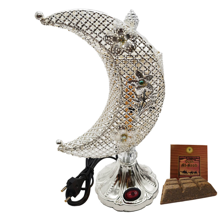 Electrical Bakhoor Burner &amp; 50g Fragrance Paste - Silver