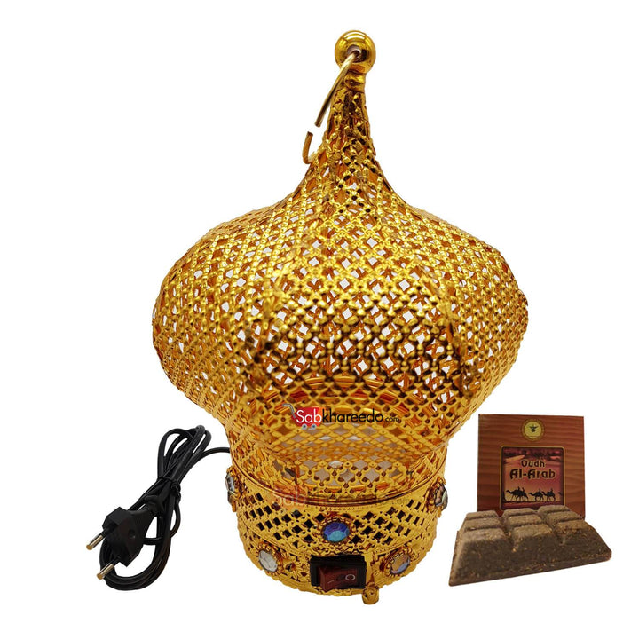Electrical Bakhoor Burner &amp; 50g Fragrance Paste - Golden