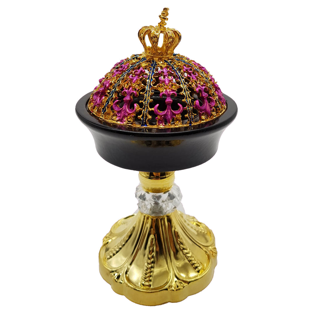 Non Electrical Bakhoor Burner, 50g Fragrance Paste &amp; 10 Coal Coins - Pink