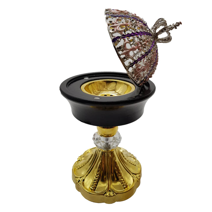 Non Electrical Bakhoor Burner, 50g Fragrance Paste &amp; 10 Coal Coins - Purple