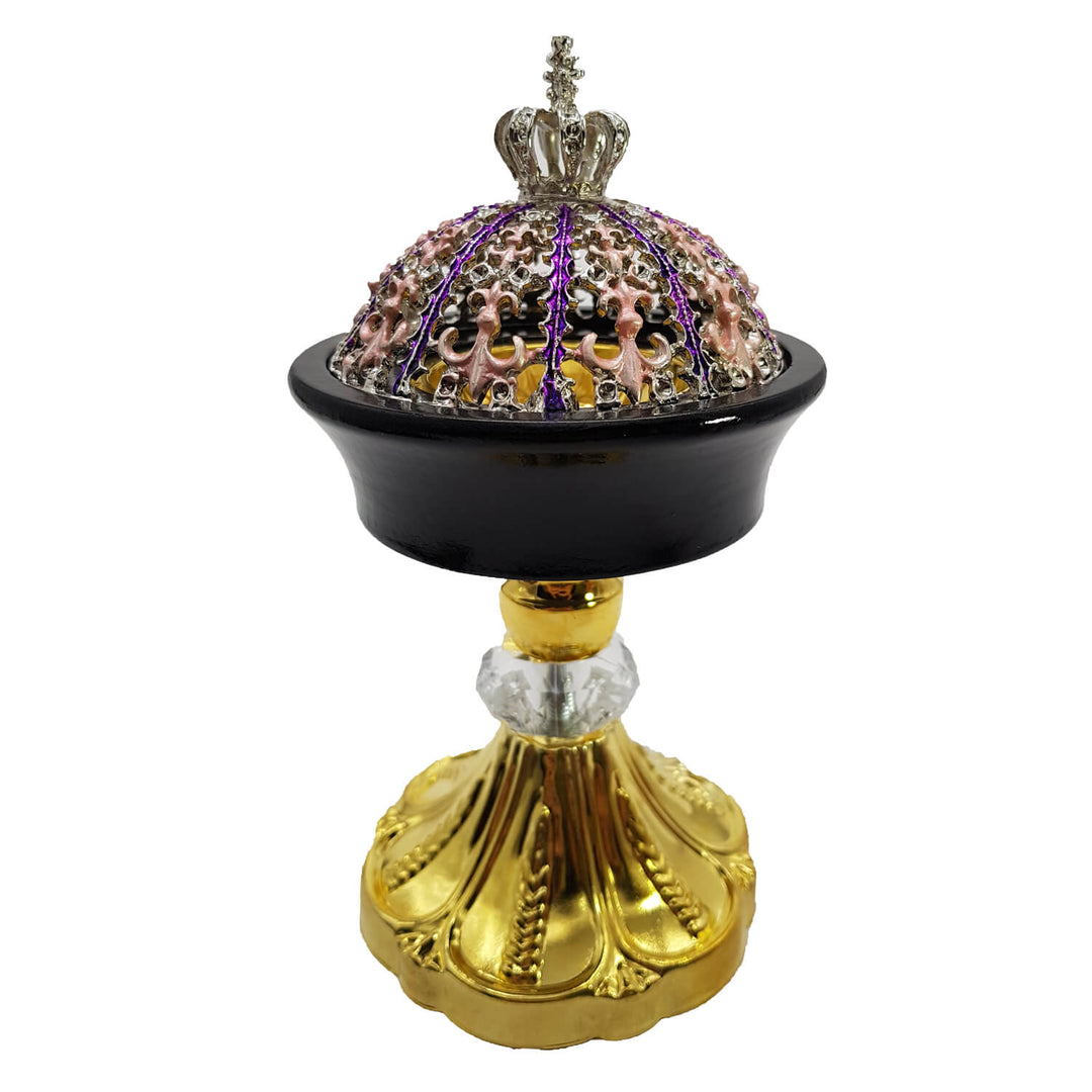 Non Electrical Bakhoor Burner, 50g Fragrance Paste &amp; 10 Coal Coins - Purple
