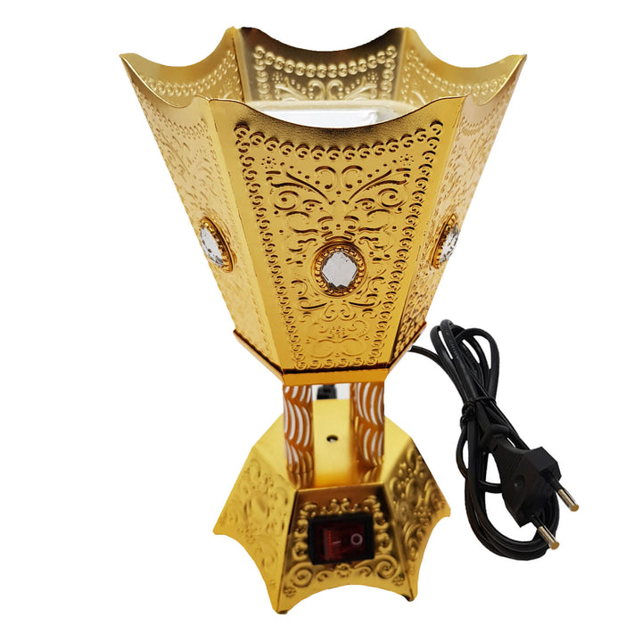 Electrical Bakhoor Burner &amp; 50g Fragrance Paste - Golden