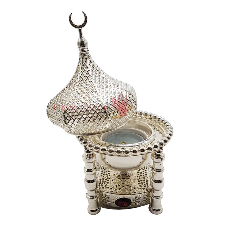 Electrical Bakhoor Burner &amp; 50g Fragrance Paste - Silver